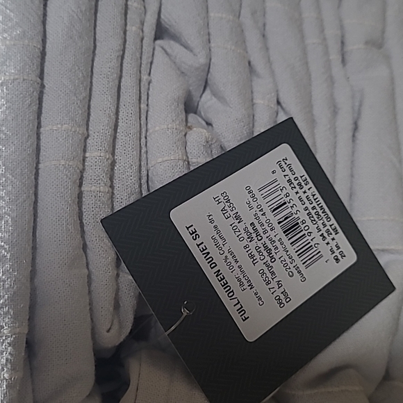 3pc Full/Queen Simple Woven Stripe Duvet & Sham Set Light Gray - Threshold - Picture 4 of 8